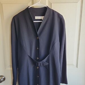 Liz Claiborne Black Long Sleeve Button Front Dress